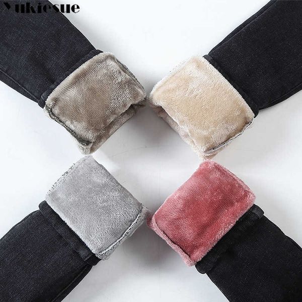

winter thick jeans for women high waist stretchy skinny female velvet trousers woman warm denim pencil pants 210608, Blue