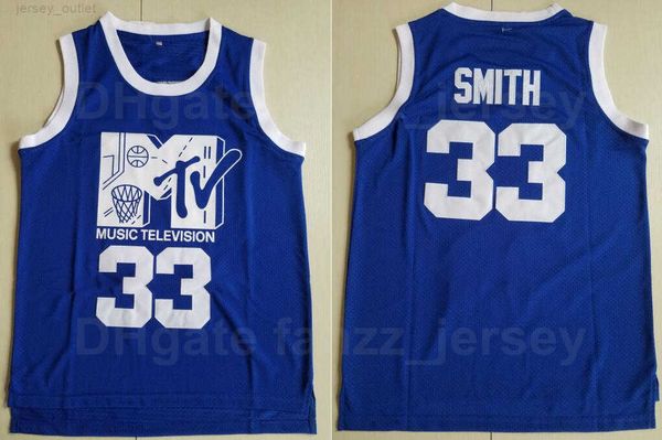 Moive 33 Smith Music Television Maglie da uomo Basketball University Team Color Blue Stitched and ricamare sport traspirato in cotone puro traspirante Eccellente qualità