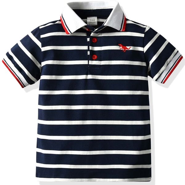 

toddler boys striped and dinosaur print polo shirt she01, White;black