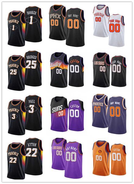 

75th custom jersey phoenix''suns''men women youth devin 1 booker chris 3 paul mikal 25 bridges deandre 22 ayton basketba, Black;red