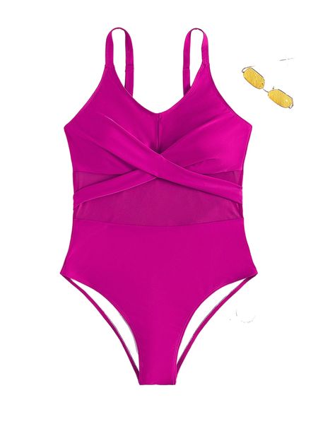 

plus wrap cross one piece swimsuit q8b6#, White;black