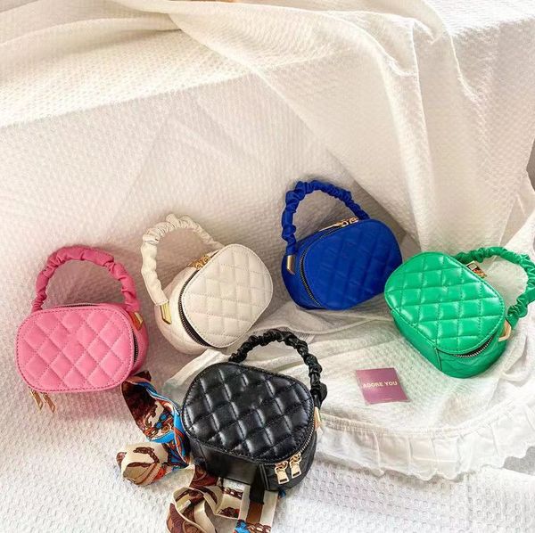 

backpacks luxury children diamond lattice handbags kids printed silk scarves letter messenger bags girls oval single shoulder box bags a9009