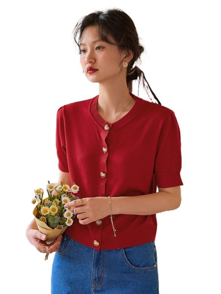 

dazy button front puff sleeve cardigan x5bn#, White;black