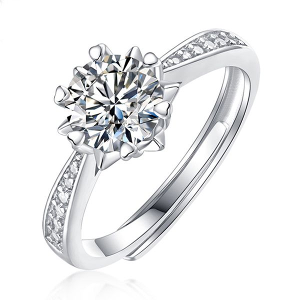 

1 carat moissanite diamond ring 925 silver engagement ring classic round women's wedding gift, Slivery;golden