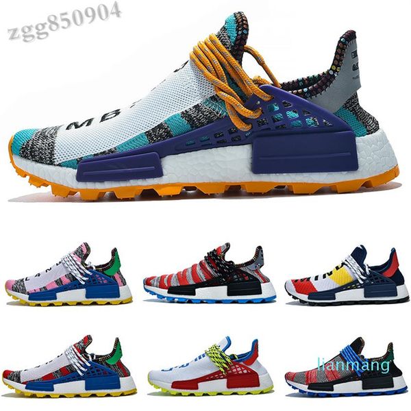 

2021 nmd human race men shoes women pharrell williams hu runner black yellow red grey mens sports sneakers size 36-47240f, Black;brown