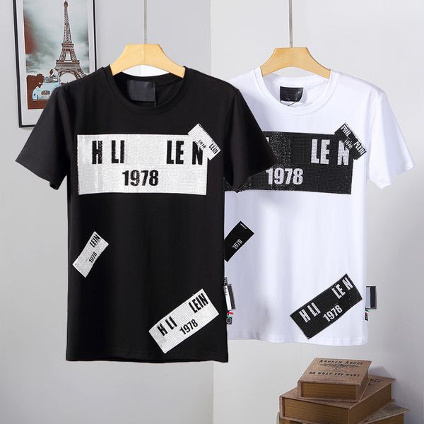 

fashion mens designers t shirts summer crane printing hip hop men women short sleeve tees size appliques luxury brands printing 100%cotton r, White;black