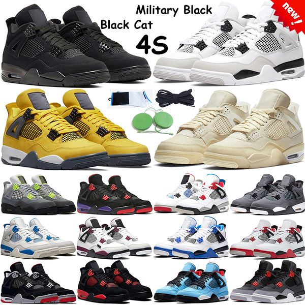 

4s military black 2022 basketball shoes men women sail 4 infrared university blue black cat fire red royalty neon dark mocha pine green