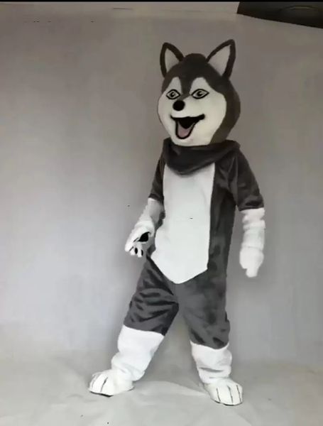 2022 Costume della mascotte del lupo di Halloween Personaggio dei cartoni animati di alta qualità Animale di peluche Personaggio a tema Formato adulto Natale Carnevale Festival Vestito operato