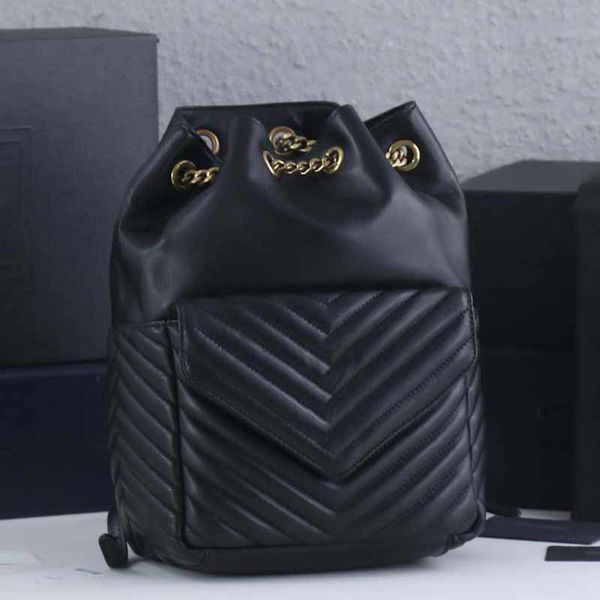 

joe quilted backpack bucket bag women shoulder bags genuine leather bronze chain adjustable strap black back pack handbags purse exterior po