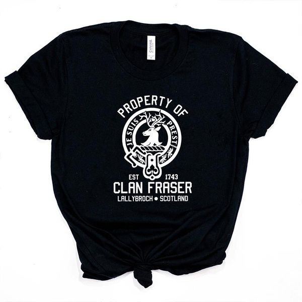 

property of clan foster t shirt women t-shirts outlander book series jamie fraser sassenach tshirts vintage tees casual s, White