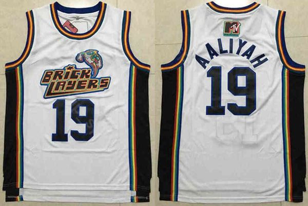 

moive 19 aaliyah jersey 1996 mtv rock n jock men basketball bricklayers jerseys team white color sport, Black