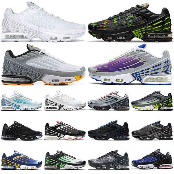 

2022 tn plus 3 running shoes womens designer sneakers volt glow purple nebula supernova grey yellow parachute neon deep royal mens outdoor, Black
