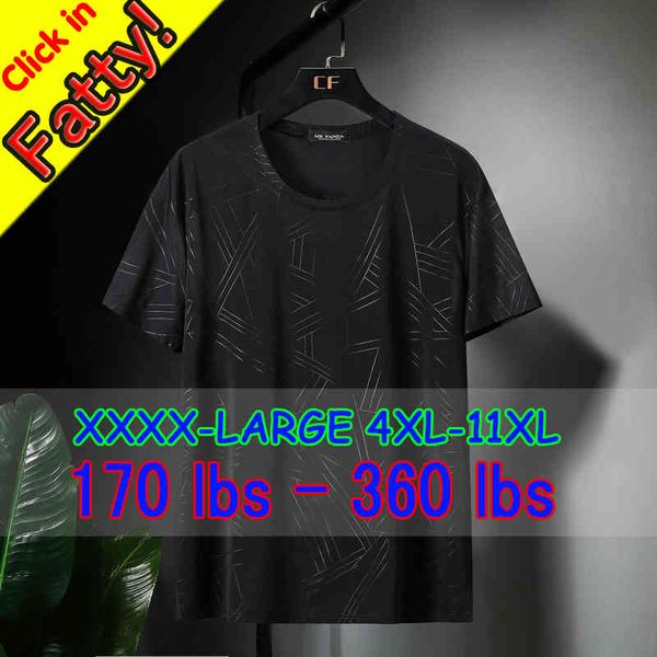 

summer fatty clothing loose tee shirt oversized 4xl-11xl men's ice silk short-sleeved t shirt big elasticity, White;black