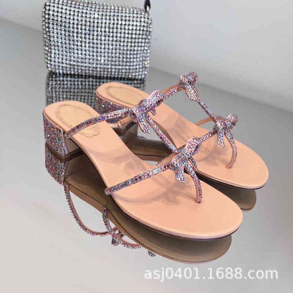 

sandals summer rc bow sandals fairy wind women's middle heel thick heels wear high d6gf, Black