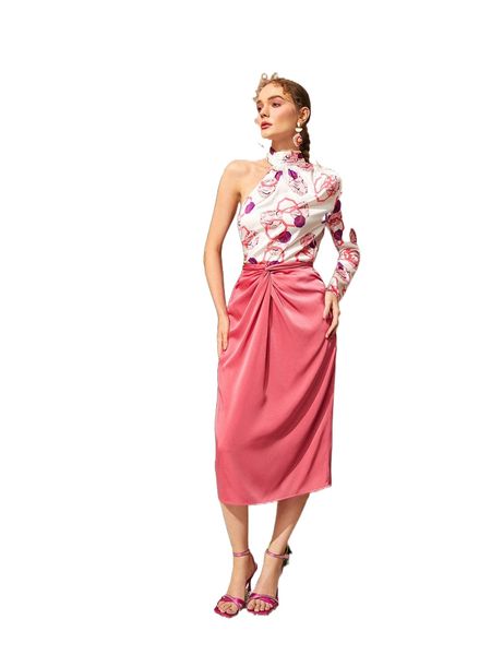 

x ebib twist ruched front skirt 61mh#, Black