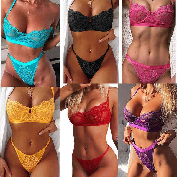 Sexy Lingerie Mulheres Bra Bra tanga de roupas íntimas eróticas Conjunto de roupas plus size amarelo roxo exótico pornô biquíni biquíni Sexy lingerie lingerie linger l220727