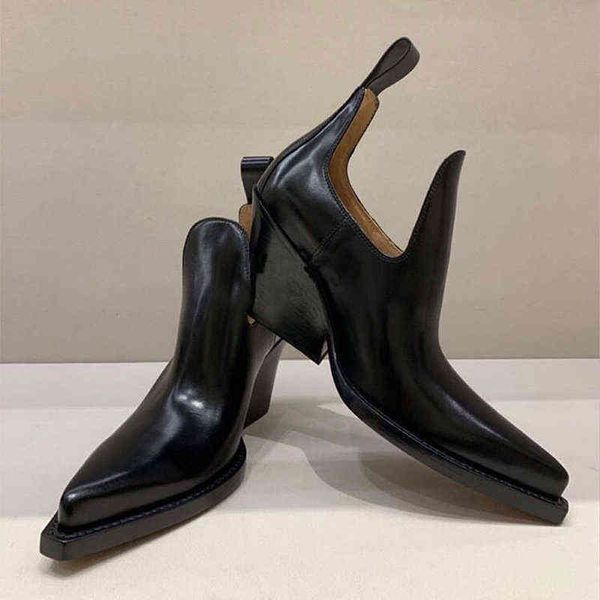 

dress shoes 2022 new autumn winter fashion casual punch wedge boot lacquer leather ankle female party 220718, Black
