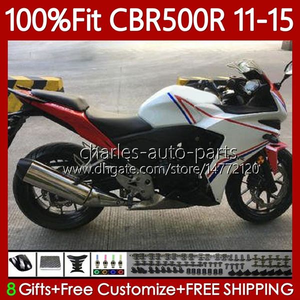 Kit de feiras de OEM para Honda CBR 500 R CC 500R RR 2011 Vermelho Branco 2012 2013 2015 corpo 126NO.94 CBR500RR CBR500 RR 11-15 CBR500R 11 12 13 14 15 Modelo de Injeção