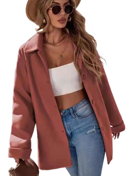 

solid button front overcoat 57om#, Black