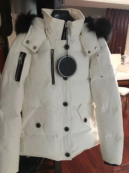 

winter outdoor leisure sports down jacket white duck windproof parker moose collar cap warm real wolf fur stylish bomber jackets adventure c, Black