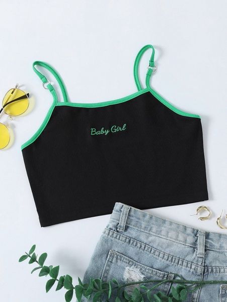 

letter embroidery cami 39zc#, White