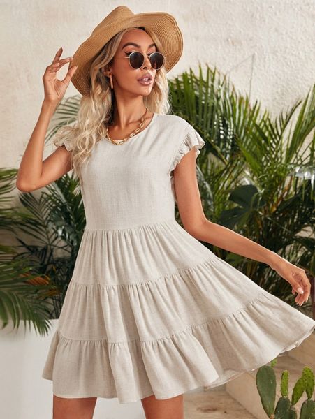 

flounce hem dress y7xm#, Black;gray