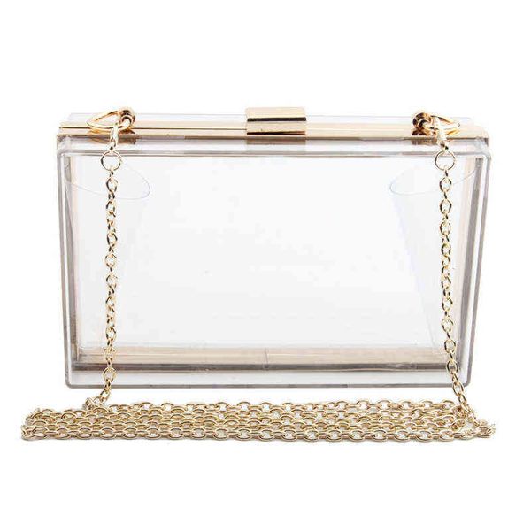 

casual acrylic transparent clutch bag box women chain shoulder bag party wedding evening bag lady luxury handbag bolsas feminina g220420