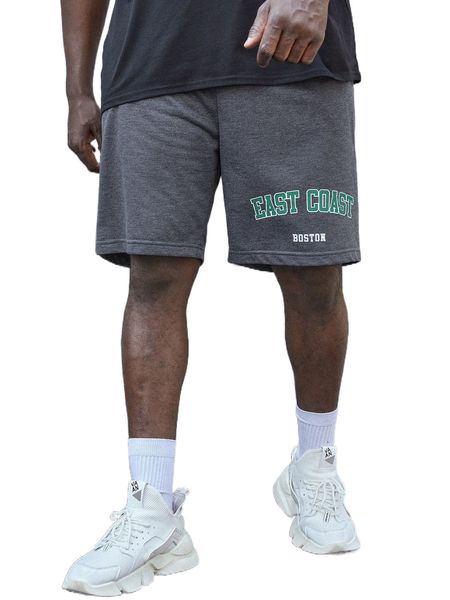 

extended sizes men letter graphic drawstring waist shorts o5rs#, White;black