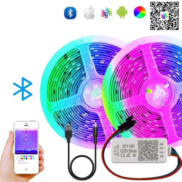 Streifen LED Bluetooth WS2812B Streifen Adressierbares Pixellicht mit USB SP110E Smart Controller WS2812 Traumfarbenlampe 1m/2m/3m/4m/5m DC5VLED S