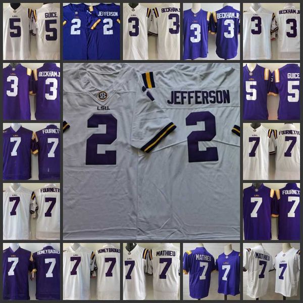 Jam 2 Justin Jefferson Trikot 3 Odell Beckham Jr. 5 Derrius Guice Trikots 7 Leonard Fournette 7 Tyrann Mathieu 2022 NCAA LSU Tigers Fußball