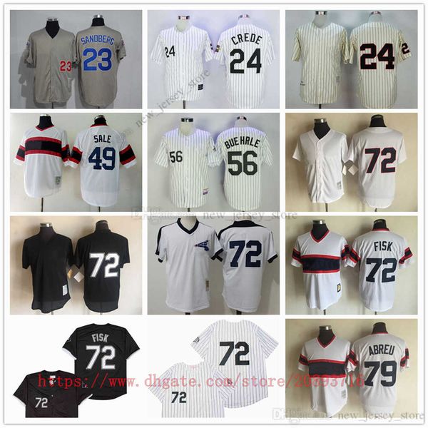 

movie college mitchellness baseball wears jerseys stitched 72fisk 23robinventura 49chrissale all stitched breathable sport sale high quality, Black