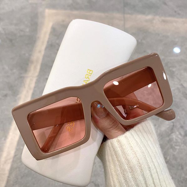 

new oversized square frame sunglass trendy fashion vintage men women glass luxury brand digner uv400 female shad, White;black