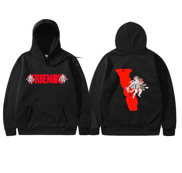 

designer clothes fashion v hoodies 2022 men's hoodie loose women's sweater popular embroidery oil painting arrow print long sleeve, Black