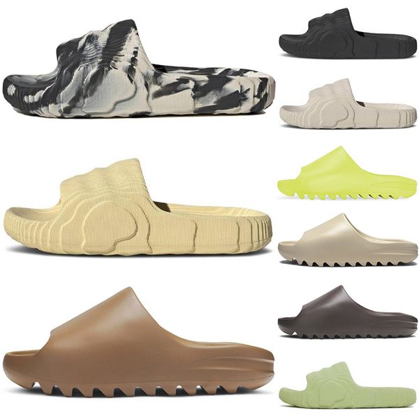 

new adilette 22 sliders slippers slides designer sandals mens womens black desert sand magic lime luxury shoes pantoufle flip flops platform