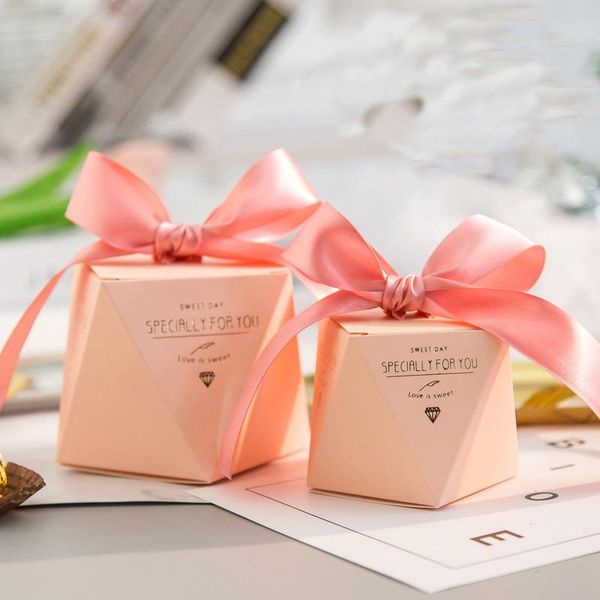 GRESTO PRESENTE 100PCS Caixa de diamante Favor de casamento Decoração de chá de chá de bebê de aniversário de chocolate