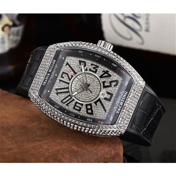 

2021 foreign trade mens quartz 3-pin full diamond lifa fm watch297v, Slivery;brown