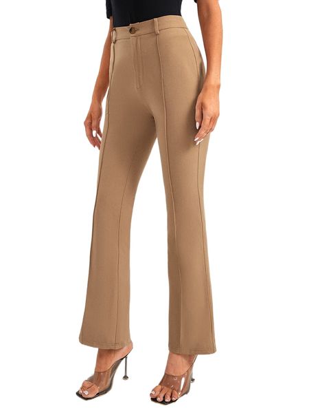 

tall seam detail flare leg pants 2013#, Black;white
