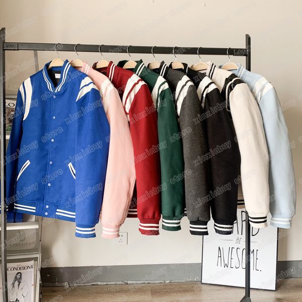 

22ss men women designers jackets classic woollen panelled leather man fashion streetwear black white blue s-xl, Black;brown