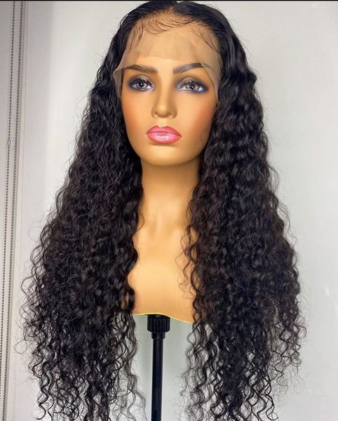 

360 frontal human hair wigs deep wave brazilian loose water wave curly for black women, Black;brown