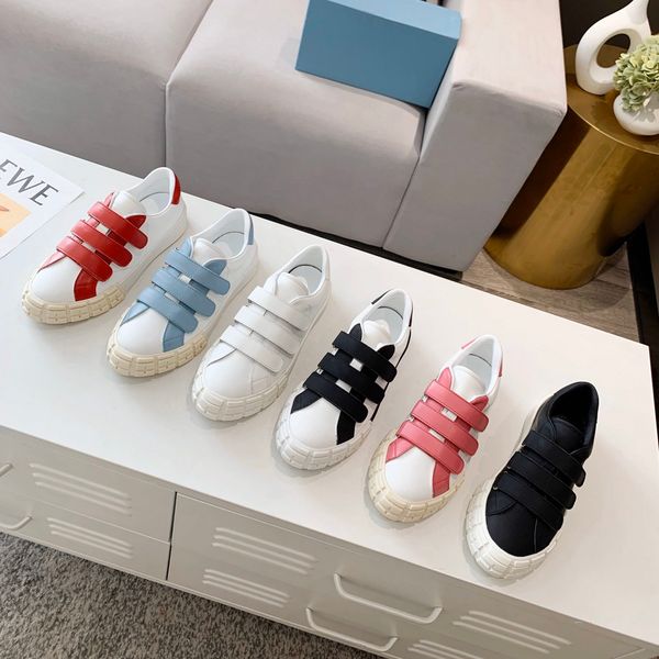 

famous bright color velcro casual shoes women white leather sneakers simple fashion autumn and winter sneakers irregular toe non-slip outsol, Black