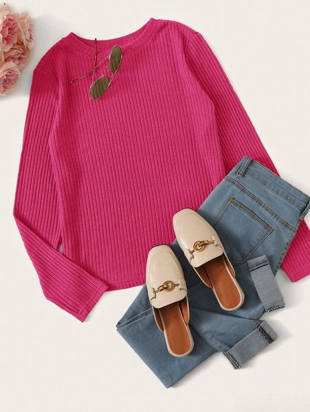 

solid rib-knit v4fv#, White