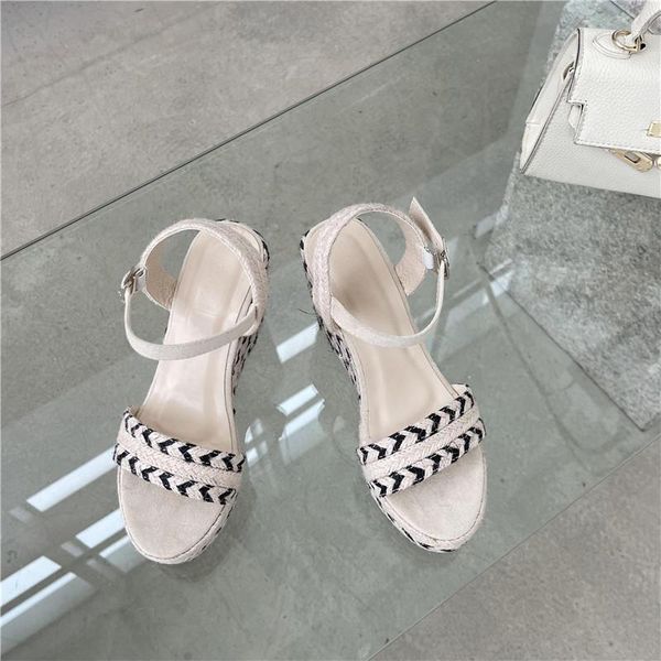 Sandalen Frauen 2022 Weben High Heels Sommer Plattformen Designer Schuhe Böhmischen Keile Sandales FemmesSandals