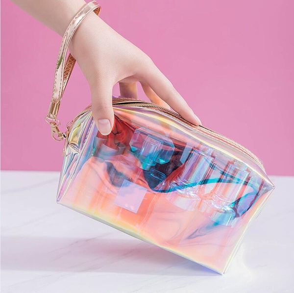 

transparent laser cosmetic bag portable storage bags multifunctional washing toiletry pouch large capacity makeup case