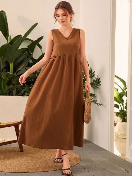 

v neck smock dress j3m3#, Black;gray