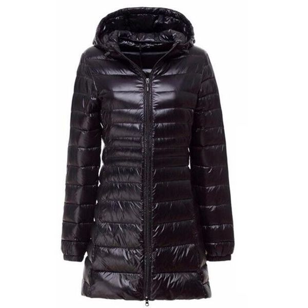 

down parka brand winter down jacket women long white duck down jacket outwear ultralight hooded thin hat coat 6xl 7xl y200107, Black