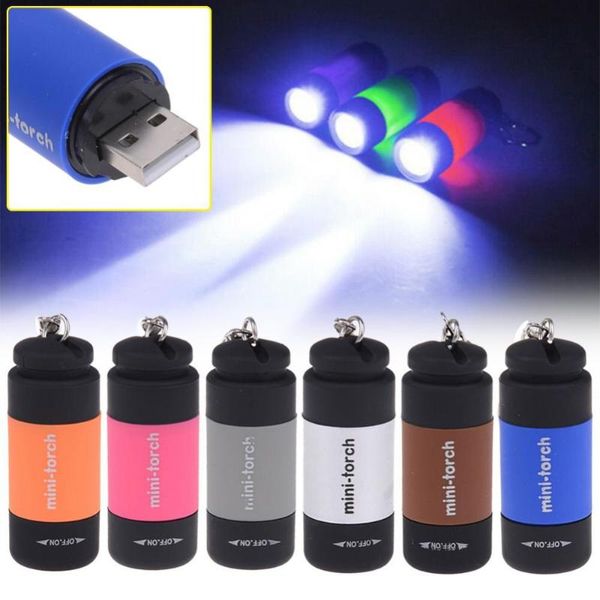 Schlüsselanhänger Mini wasserdichte USB -wiederaufladbare LED -Lamptasche Taschentasche Tastenketten LeuchtkeyChains Keychainskeychains