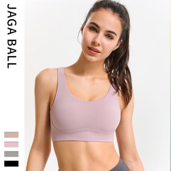 

2023 lu-07 lu yoga summer new women's vest with chest pad sports fitness yogas sports running beautiful back round neck cross women