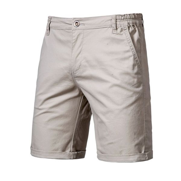 

summer 100% cotton solid shorts men casual business social elastic waist men shorts 10 colors beach shorts 210330, White;black