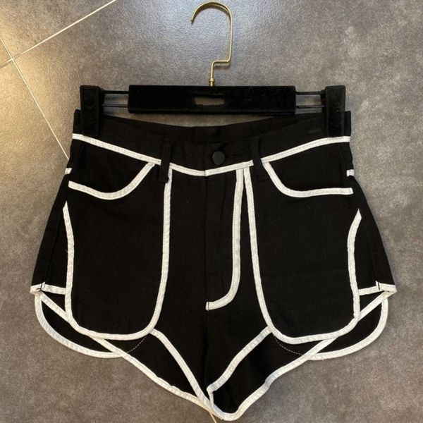 

deat summer fashion casual high waist black button patchwork straight slim denim short sd9 y200822, Blue