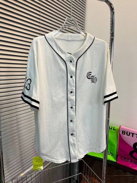 

2022 spring and summer new baseball cardigan v-neck t-shirt women's men's loose mid-length short-sleeved trend men's short-sl, Black;brown